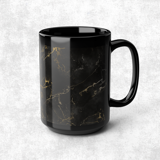 Elegant Marble Black Mug | Sophisticated Sip in Every Cup | 11oz | 15oz